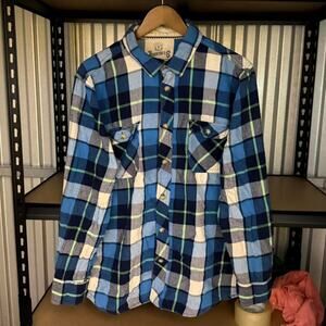 Vintage Roebuck & Co Blue Plaid Flannel Shirt XL